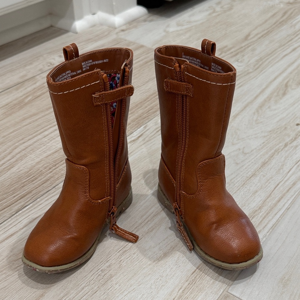 Cat & Jack Brown Leather Boots Size 6